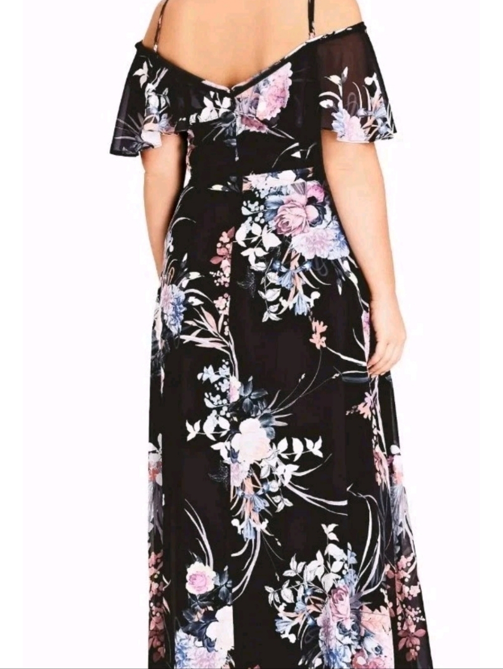 City Chic Flourish Floral Cold Shoulder Maxi Dress Size 18 - Picture 4 of 7